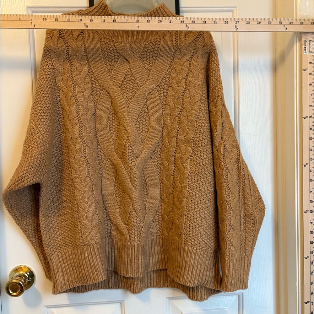 Ava & Viv Cable Knit Turtleneck Sweater - Brown